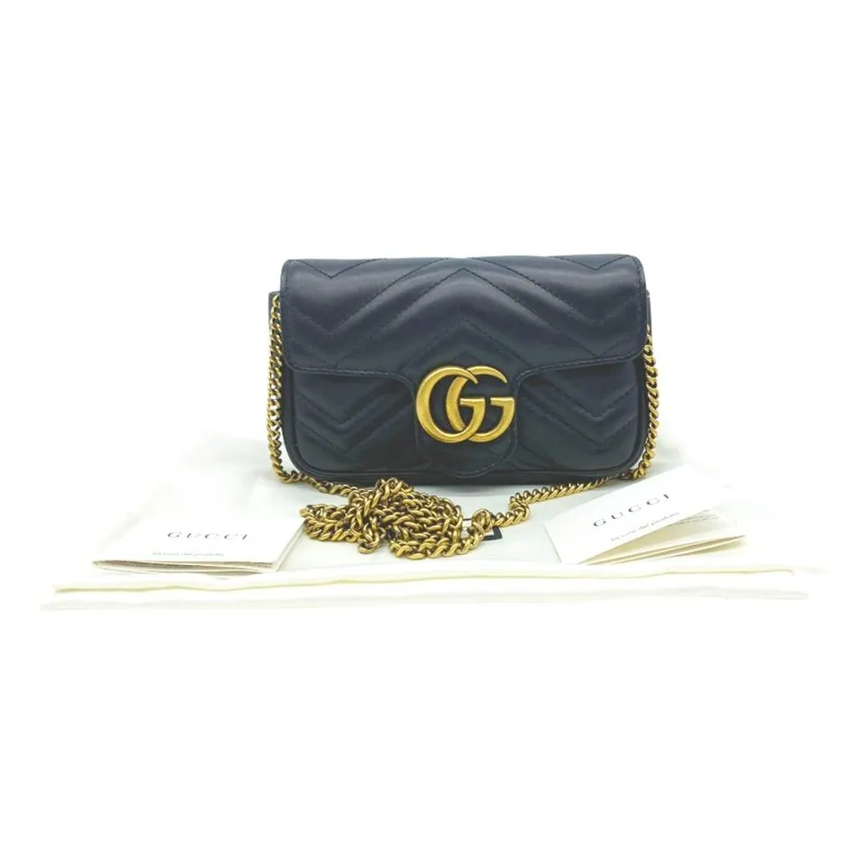 Gucci GG Marmont Super Mini Black Leather Shoulder Bag