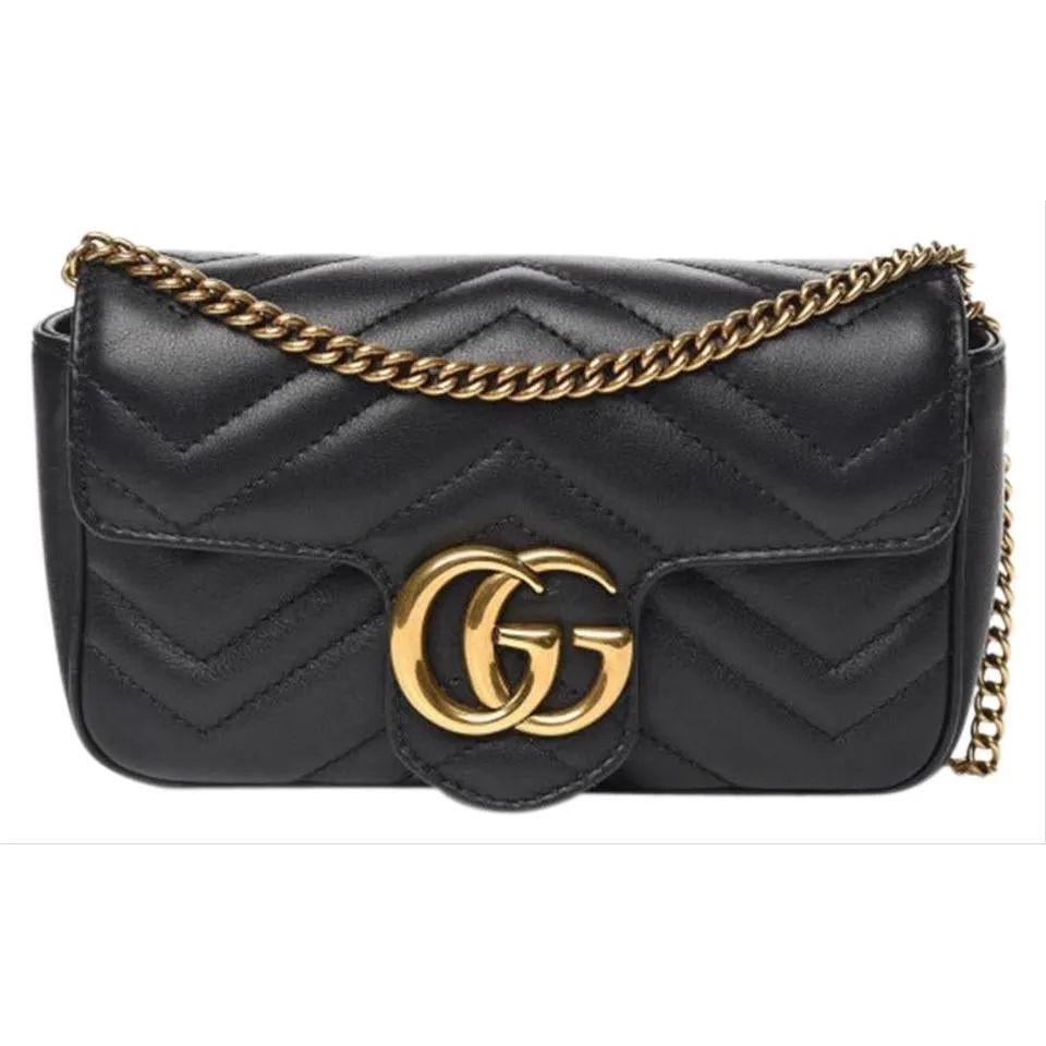 Gucci GG Marmont Super Mini Black Leather Shoulder Bag