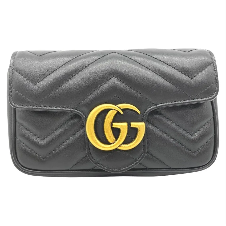 Gucci GG Marmont Super Mini Black Leather Shoulder Bag