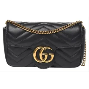 Gucci GG Marmont Super Mini Black Leather Shoulder Bag