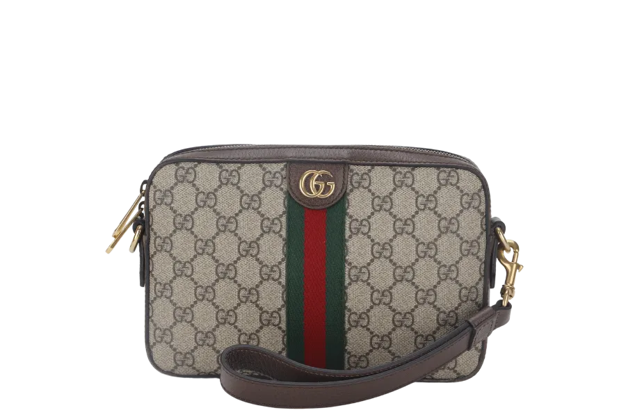 GUCCI GG OPHIDIA SUPREME CROSSBODY CANVAS (699439 527066) GOLD HARDWARE WITH DUST COVER AND BOX