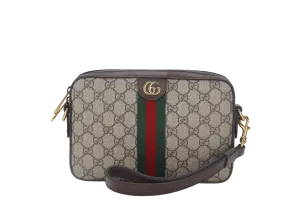 GUCCI GG OPHIDIA SUPREME CROSSBODY CANVAS (699439 527066) GOLD HARDWARE WITH DUST COVER AND BOX