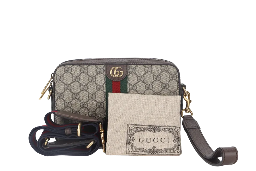 GUCCI GG OPHIDIA SUPREME CROSSBODY CANVAS (699439 527066) GOLD HARDWARE WITH DUST COVER AND BOX