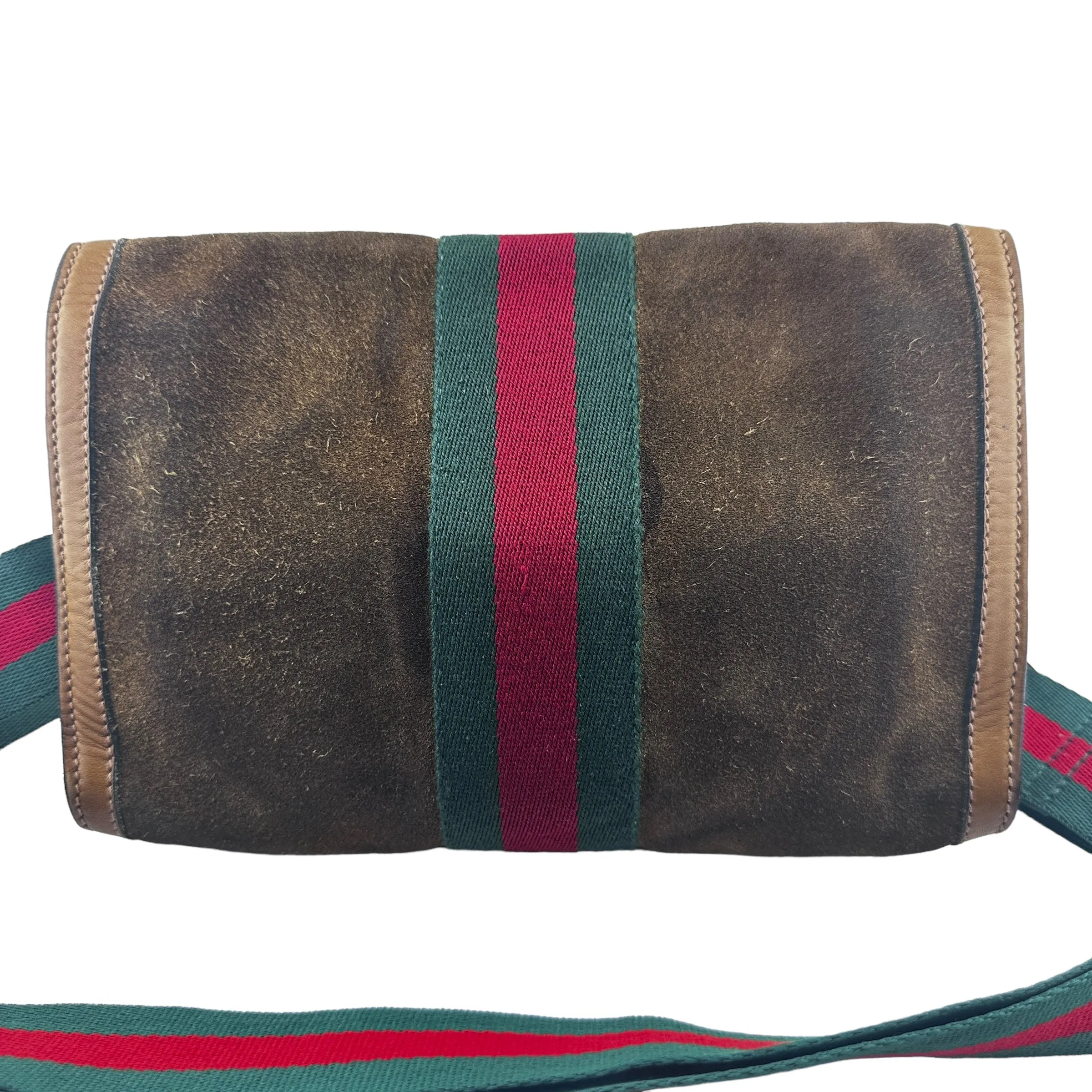 GUCCI Medium Suede Ophidia Clutch with Strap & Chain