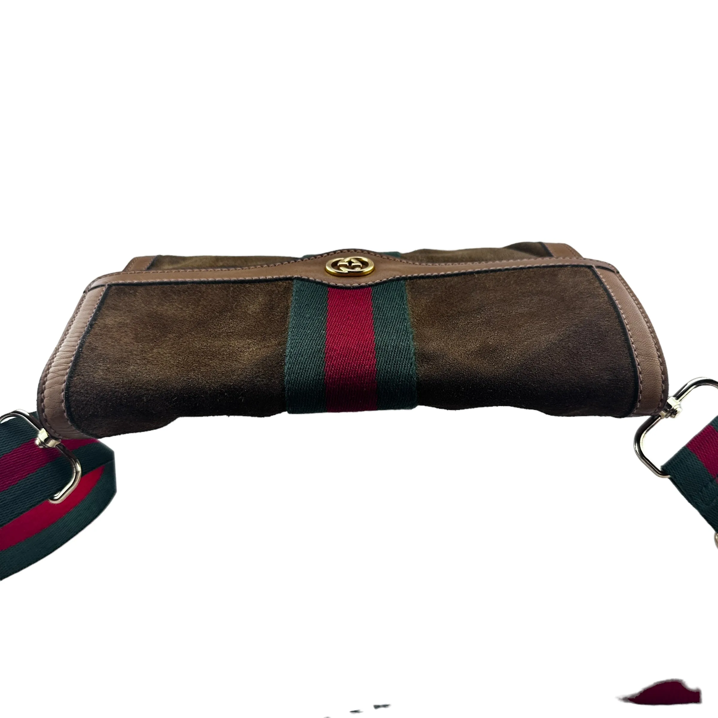 GUCCI Medium Suede Ophidia Clutch with Strap & Chain