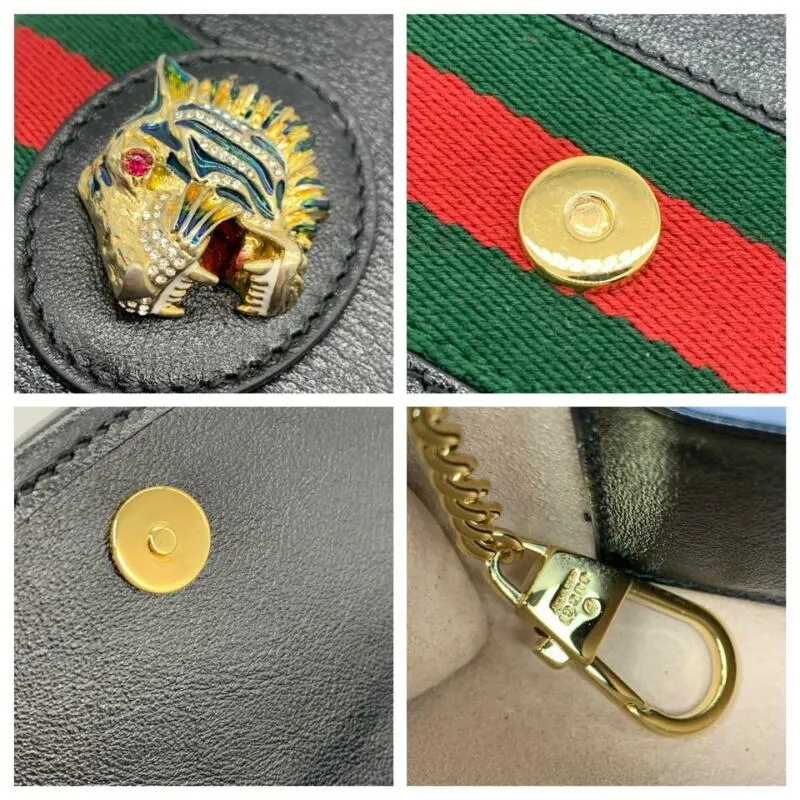 Gucci Mini Rajah Black Leather Cross Body Bag