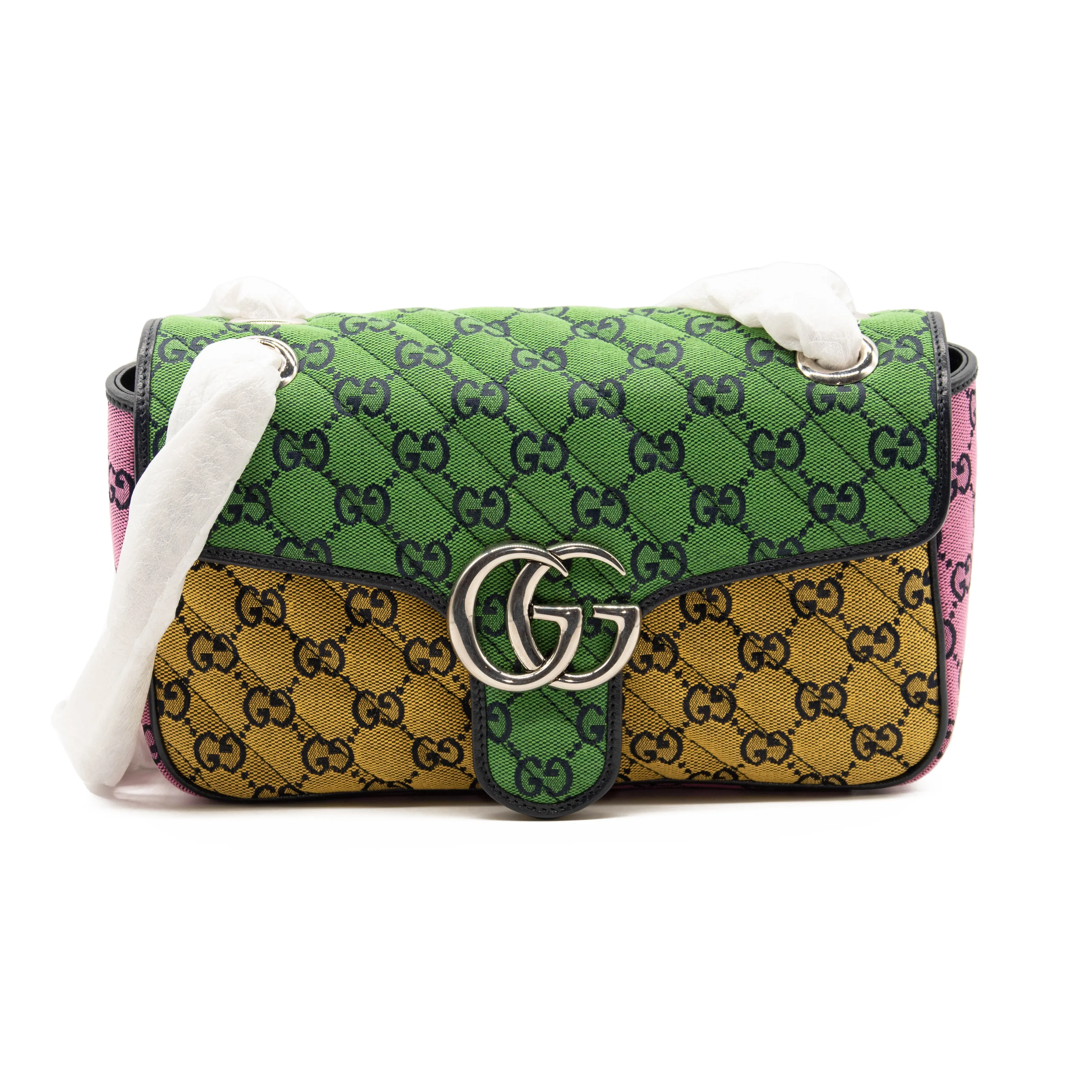 Gucci Monogram Multicolor Matelasse Diagonal Small GG Marmont Shoulder Bag Multicolor