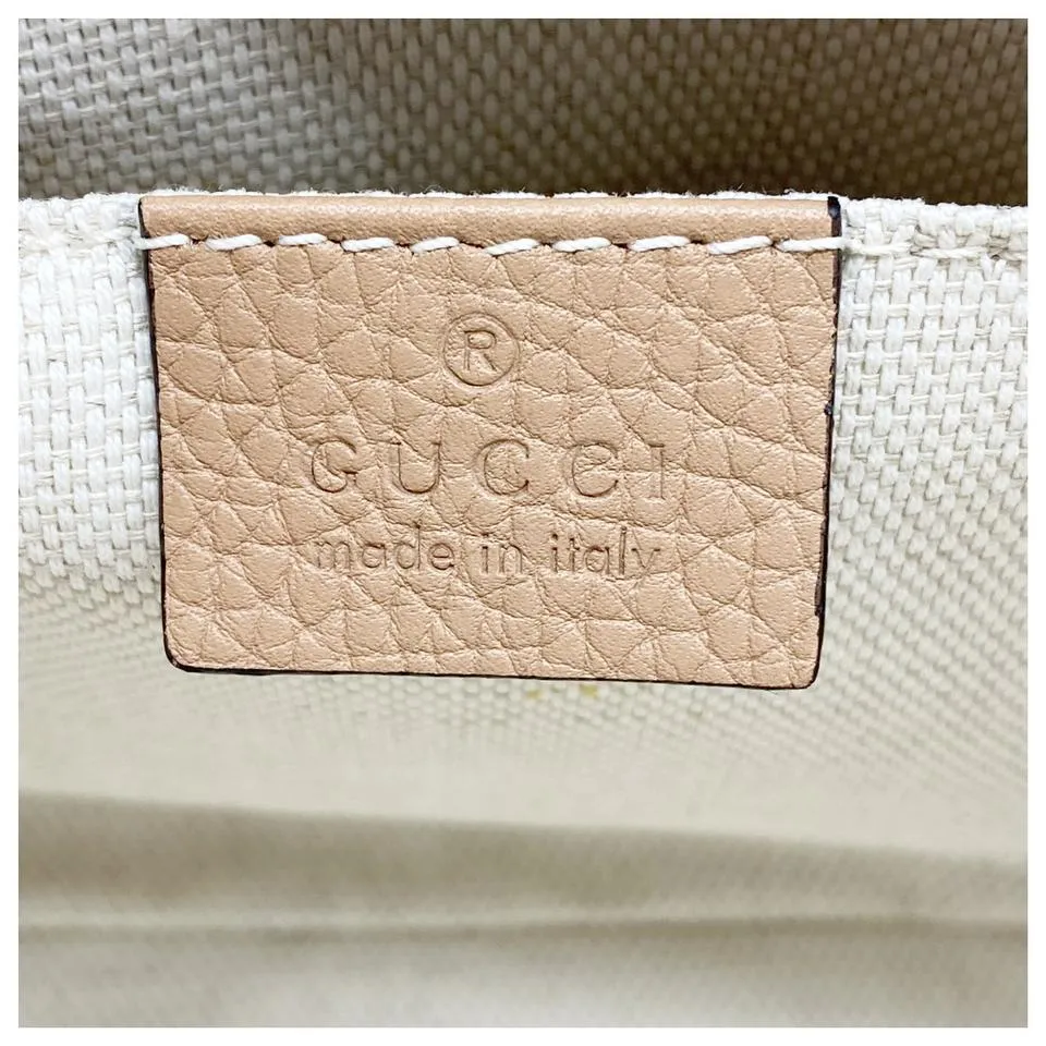 Gucci Soho Disco Pebbled Calfskin Small Rose Beige Leather Shoulder Bag