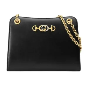 Gucci Tote Zumi Smooth Small Black Leather Shoulder Bag