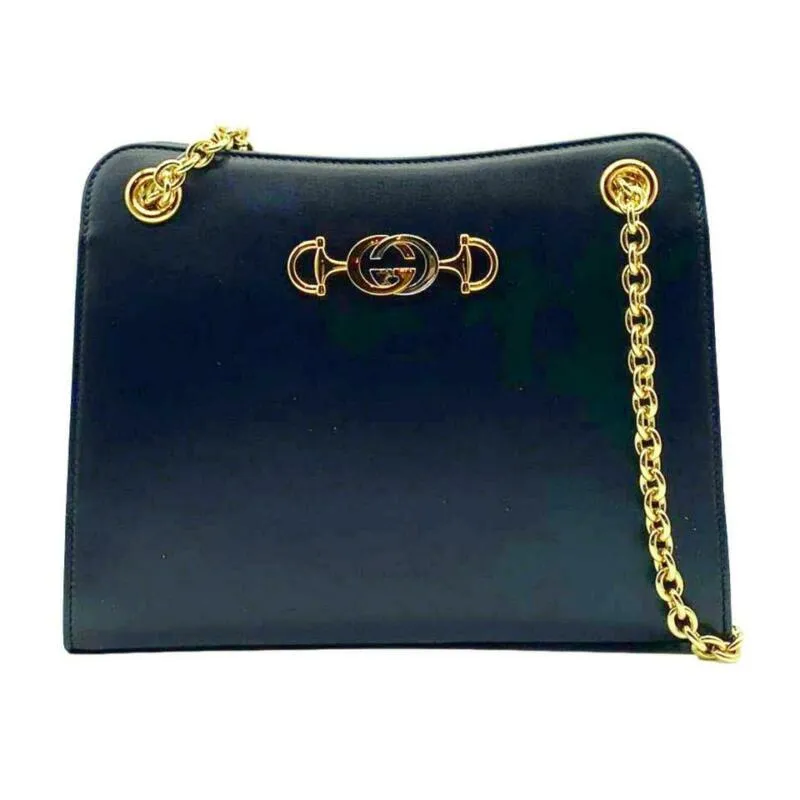 Gucci Tote Zumi Smooth Small Black Leather Shoulder Bag