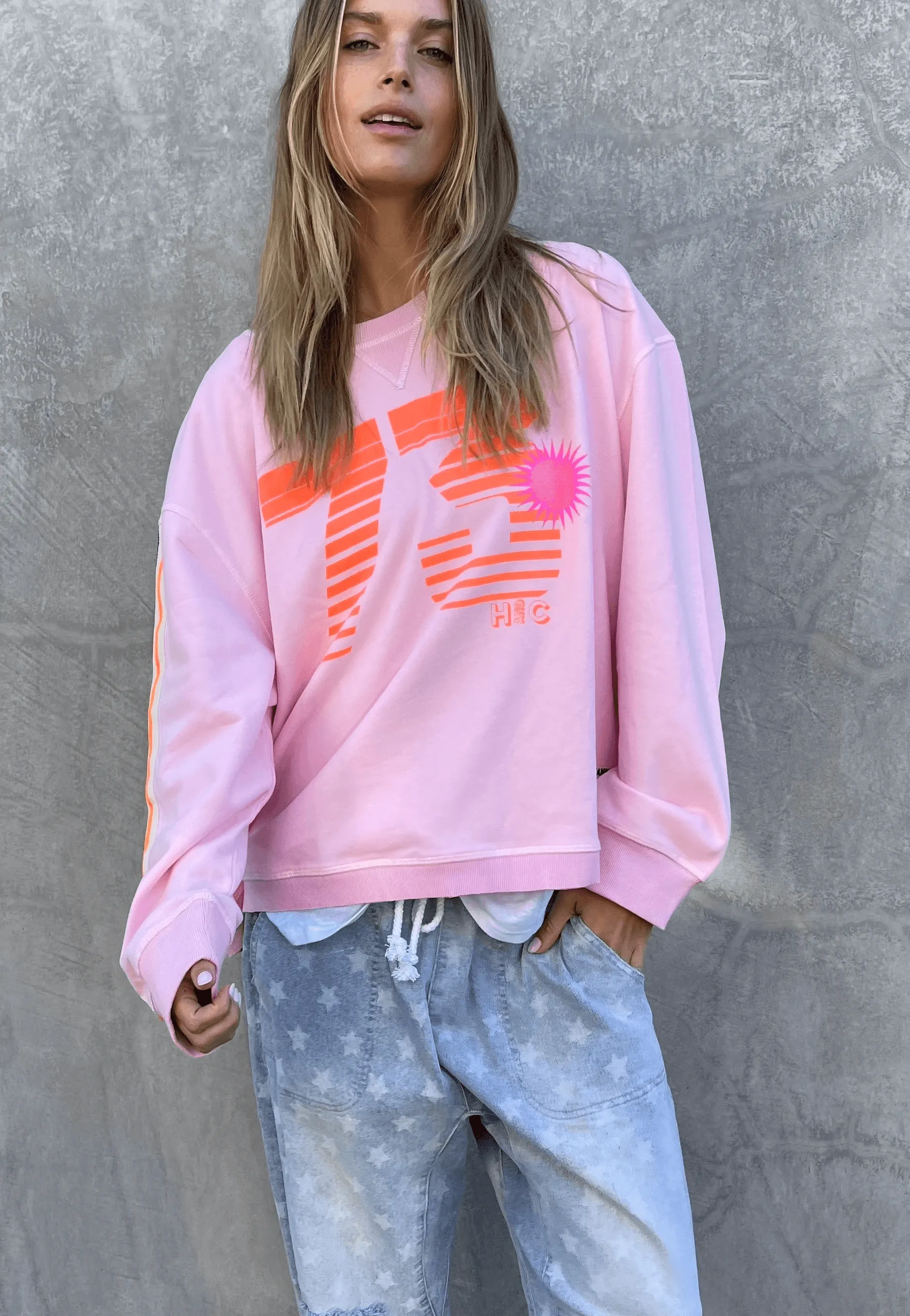 Hammill & Co 73 Slouch Pink Edgy Sweat Shirt