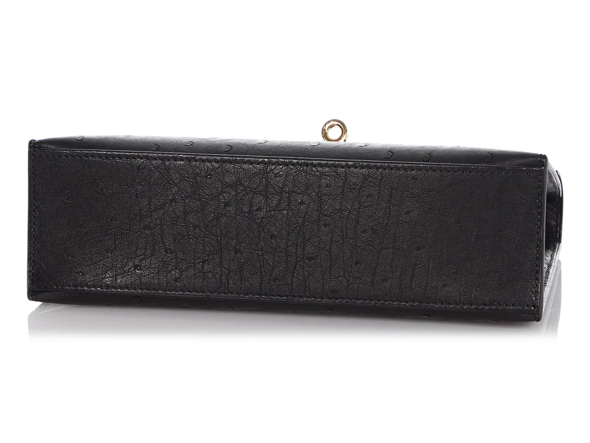 Hermès Black Ostrich Kelly Pochette