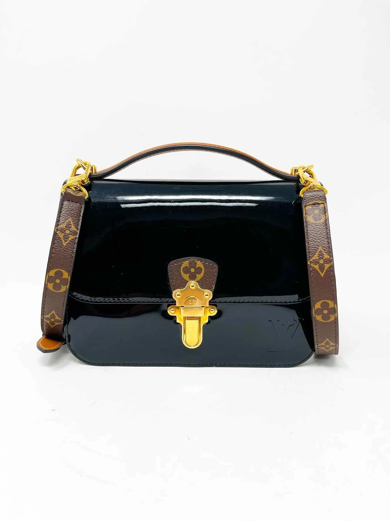 Louis Vuitton Black/Brown Patent Monogrammed W/ DUST BAG Crossbody Purse