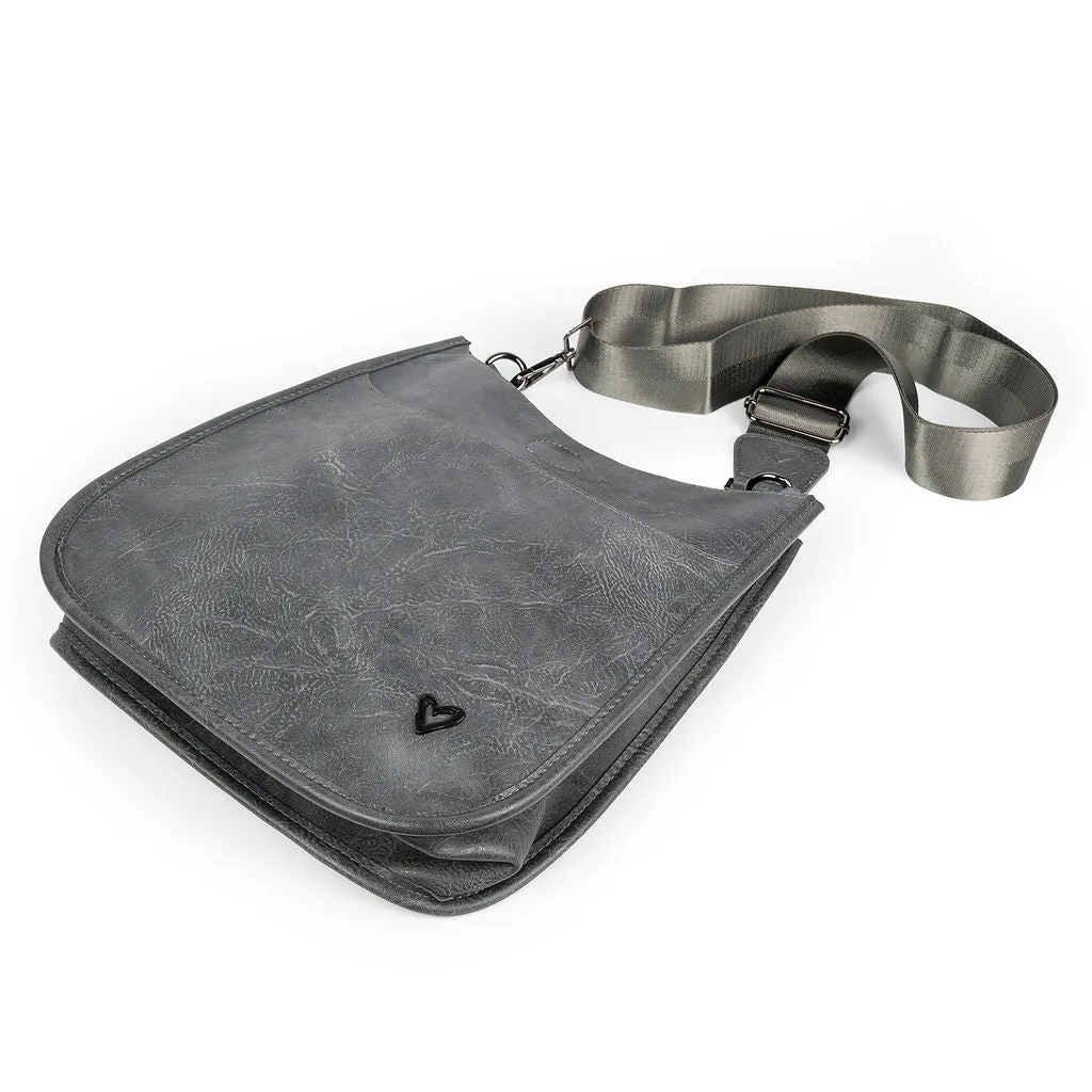 NEW: Oakville Vegan Leather Messenger - Grey