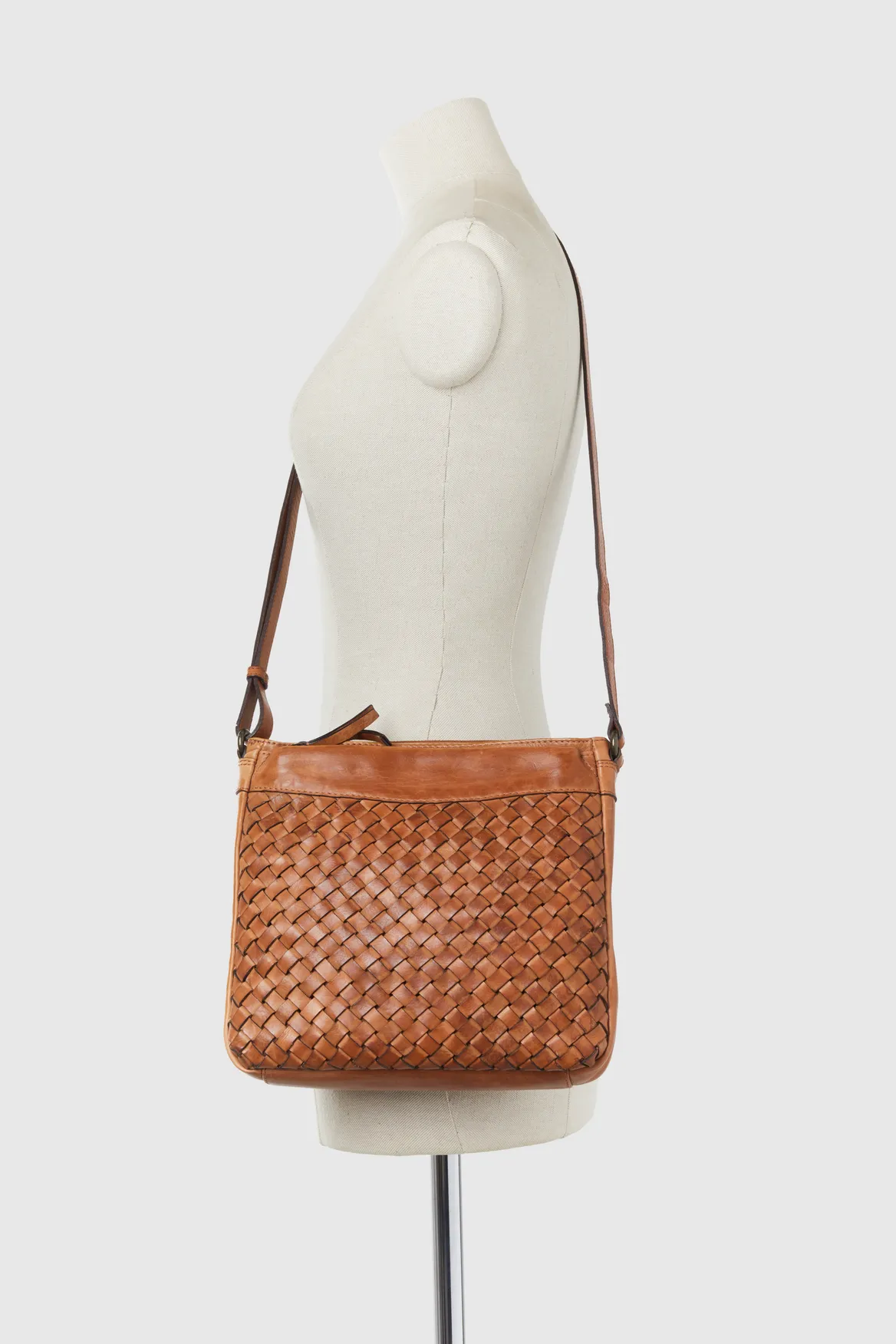 Palma Leather Weave Crossbody Bag