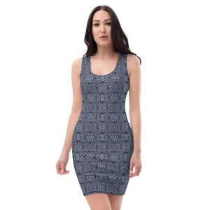 Recursia Indranet Pencil Dress In Blue