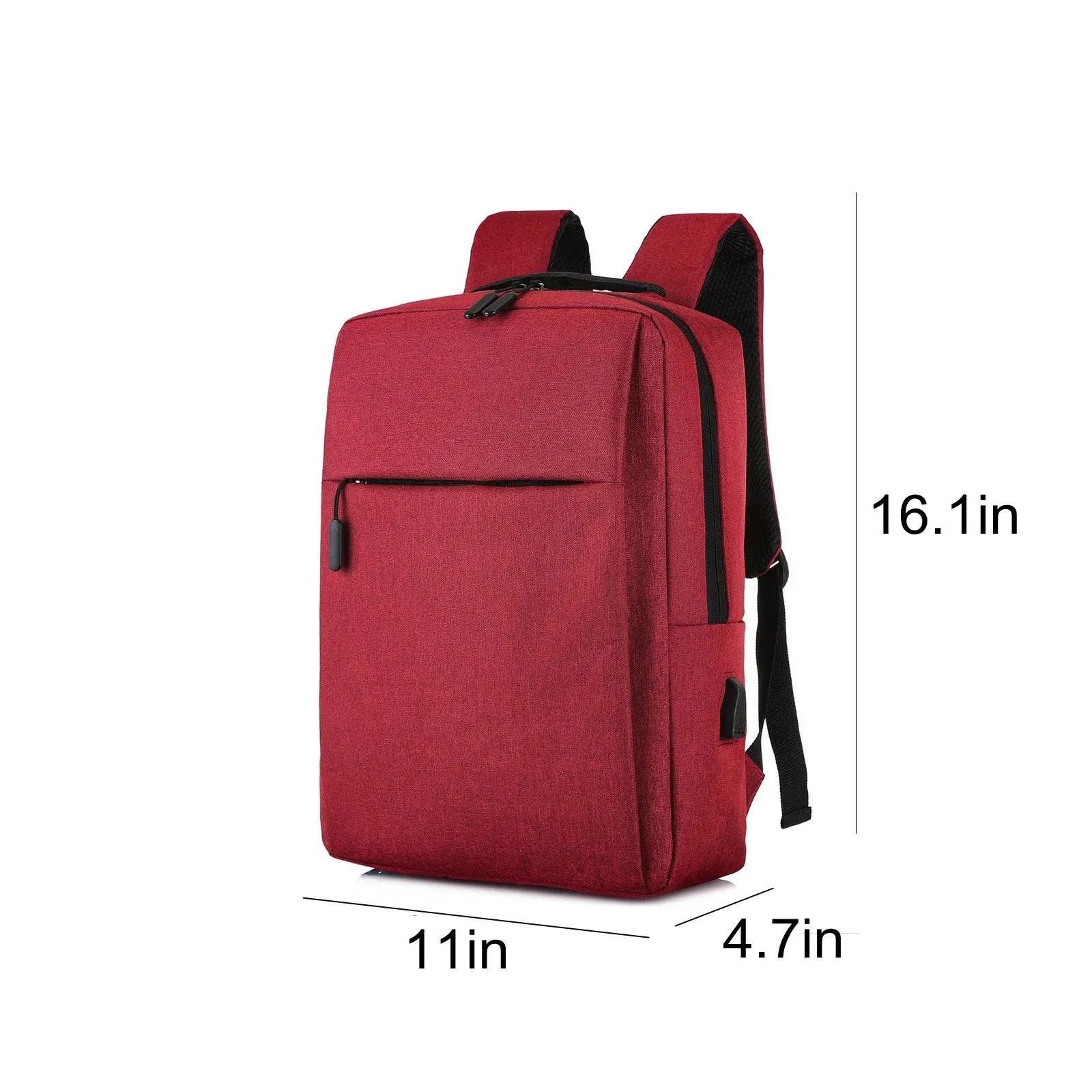 Red Laptop Backpack 15.6 Inch, Business Slim Durable Laptops Travel Backpacks with USB Charging Port, College School Computer Bag Gifts for Men and Women