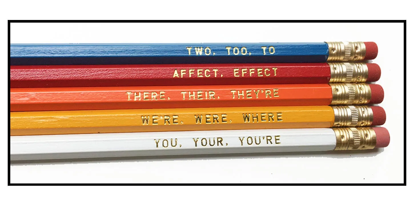 Set of 5 Colorful Assorted Grammar Pencils