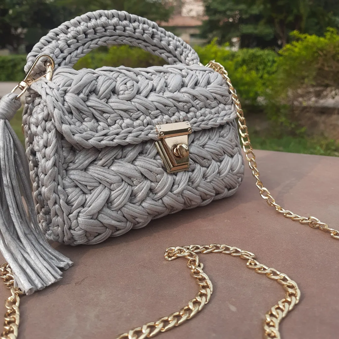 Shiroli Handmade Designer Metallica Grey Bag