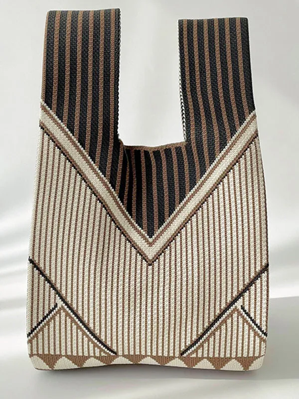 Split-Joint Striped Woven Bags Handbags