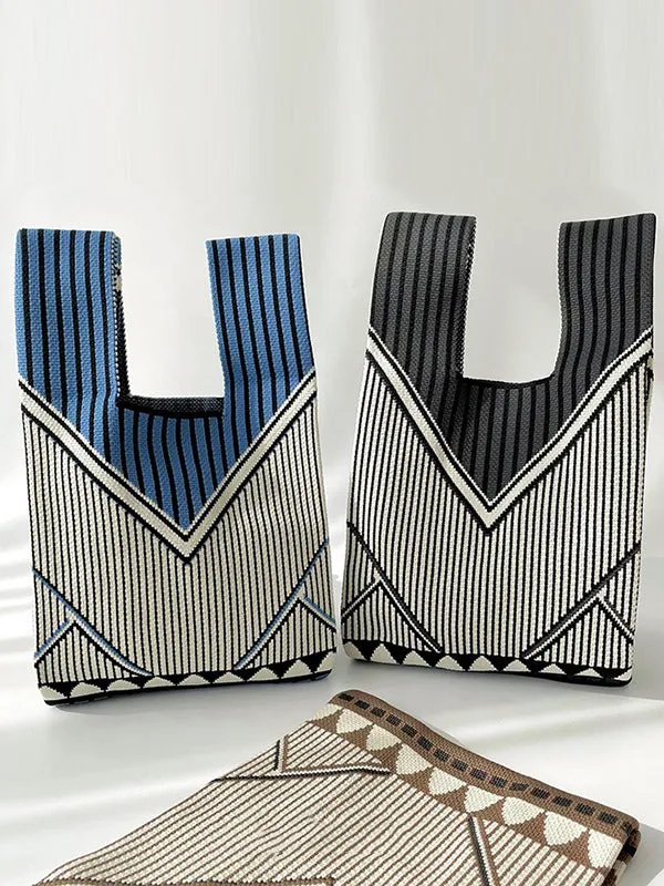 Split-Joint Striped Woven Bags Handbags