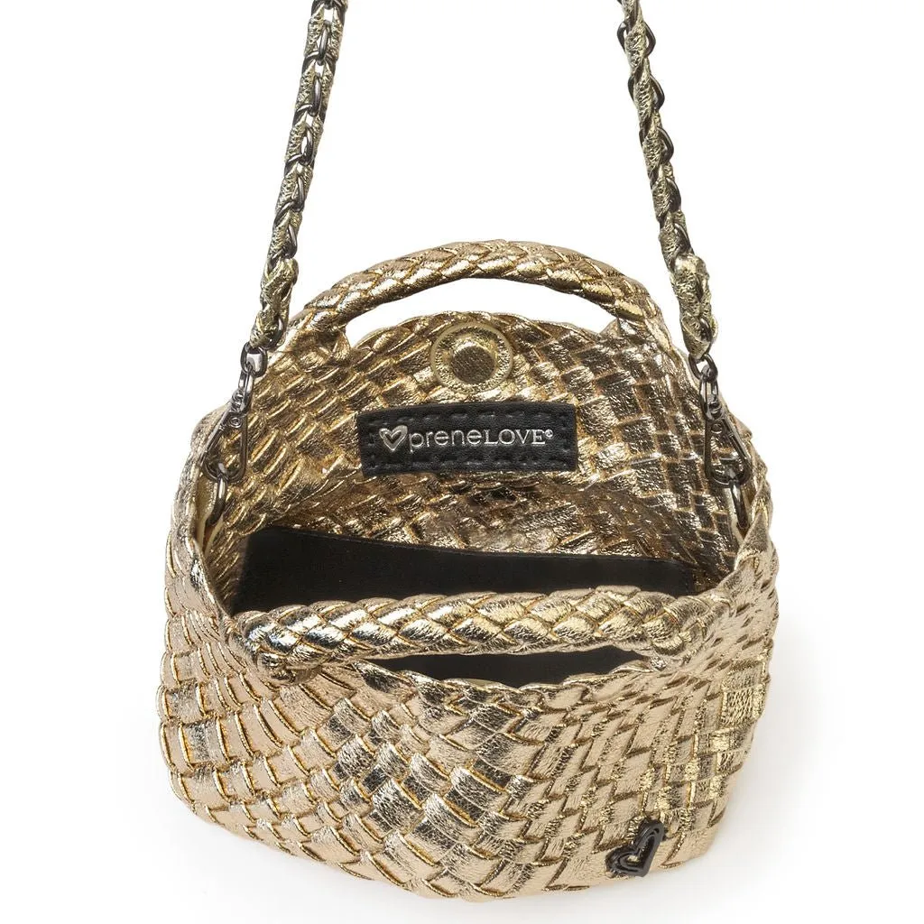 Tiny Mini Woven Tote - Gold