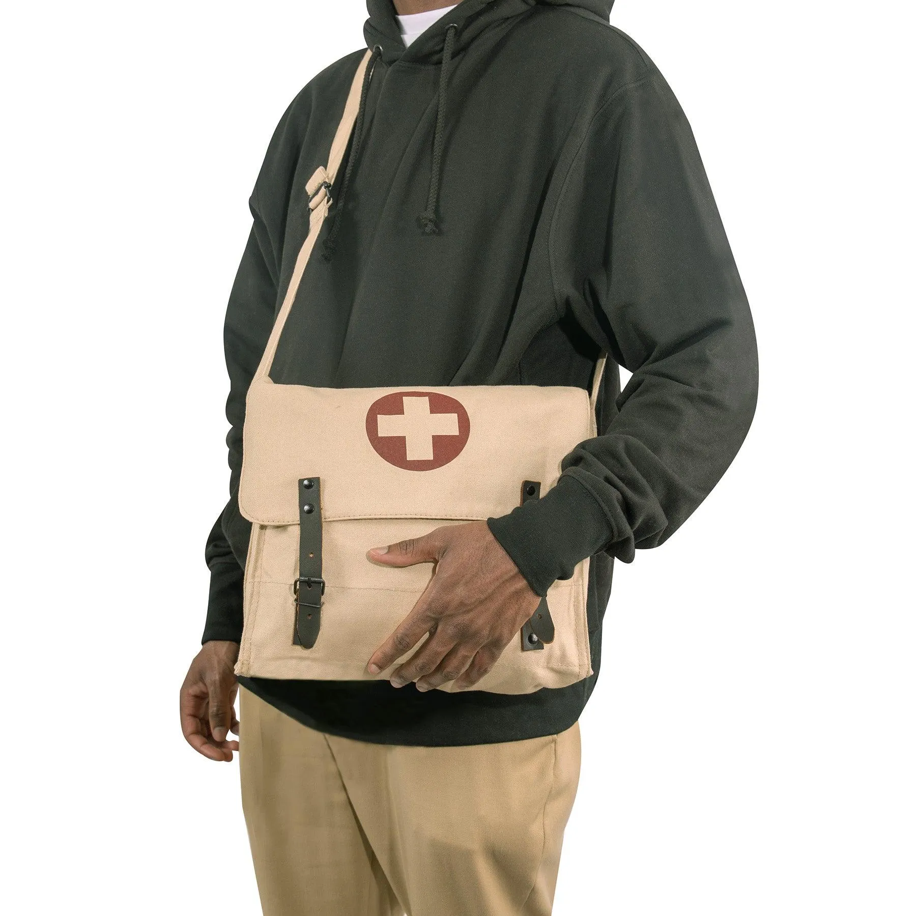 Vintage Medic Canvas Bag With Cross