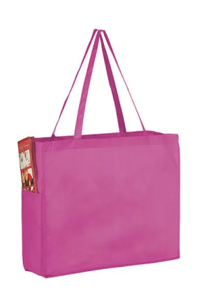 Wholesale Awareness Pink Non-Woven Over-the-Shoulder Tote Bag with Side Pockets - Y2KP16612BCA