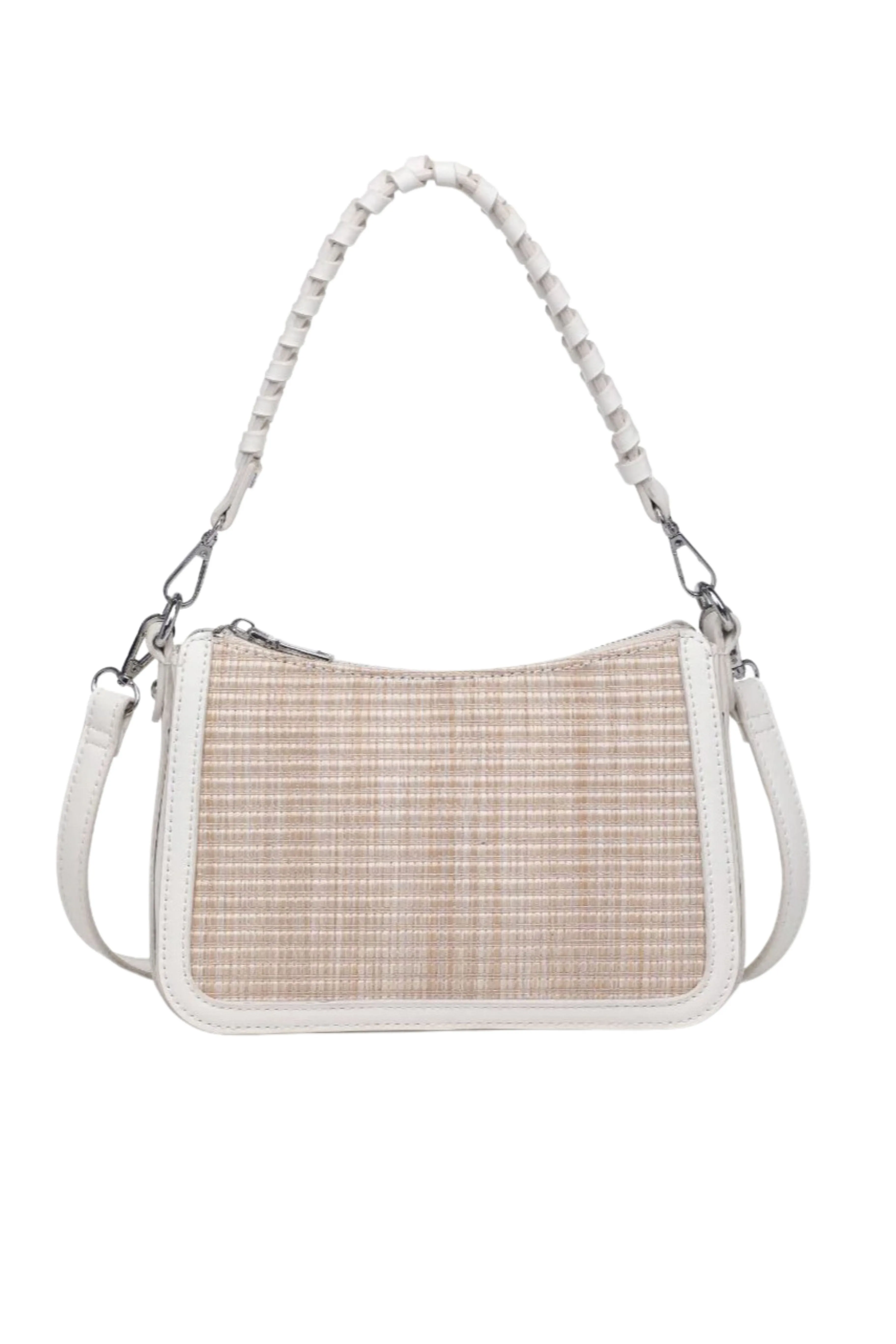 Woven And Leather Shoulder Bag